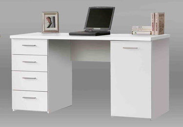 Pulton White Compact Office Desk with Storage, Drawers, and Cupboard - UK Luxury Furniture